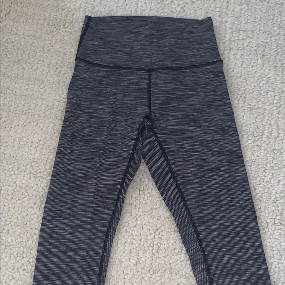 Grey striped Lululemon cropped leggings size 6